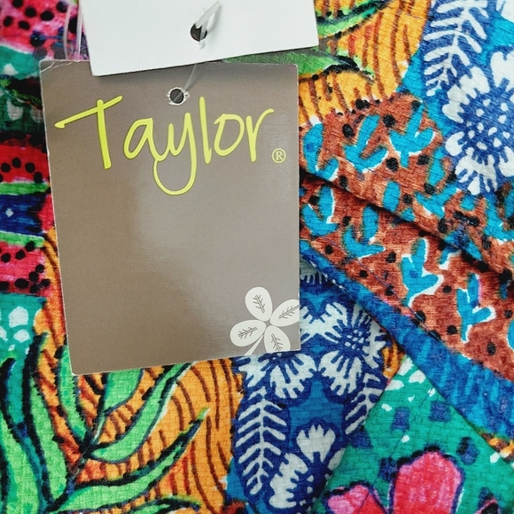 New TAYLOR Double Strap Printed Dress Colorful Floral P5457 - Picture 8 of 9